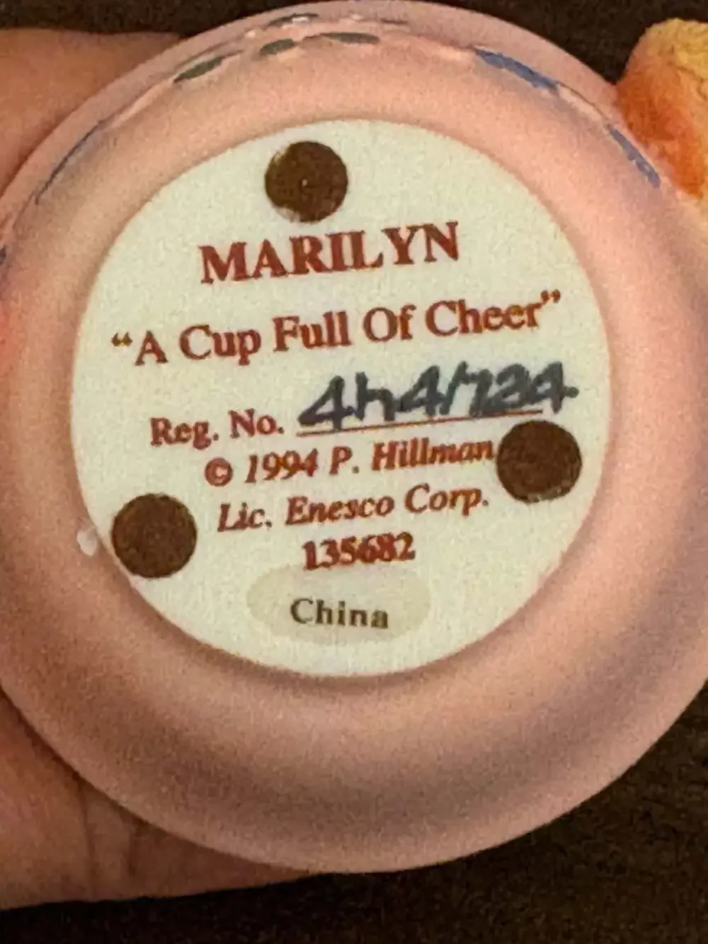 Cherished Teddies Marilyn A Cup Full Of Cheer